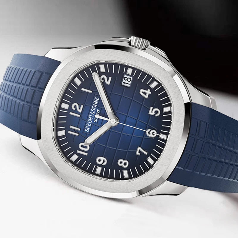 Men’s Automatic Sports Watch Blue Dial 50M Waterproof