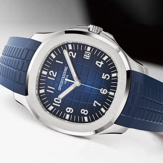 Men’s Automatic Sports Watch Blue Dial 50M Waterproof