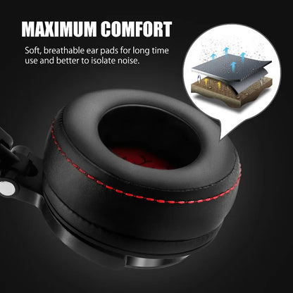 Over-Ear Studio Headphones with Microphone for PC and Phone