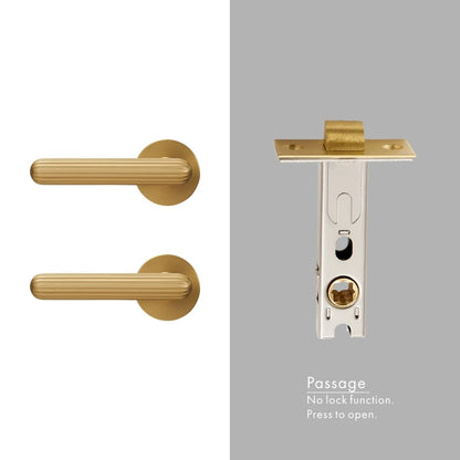 Modern Brass Door Handle Lock Set Bedroom Bathroom Lever