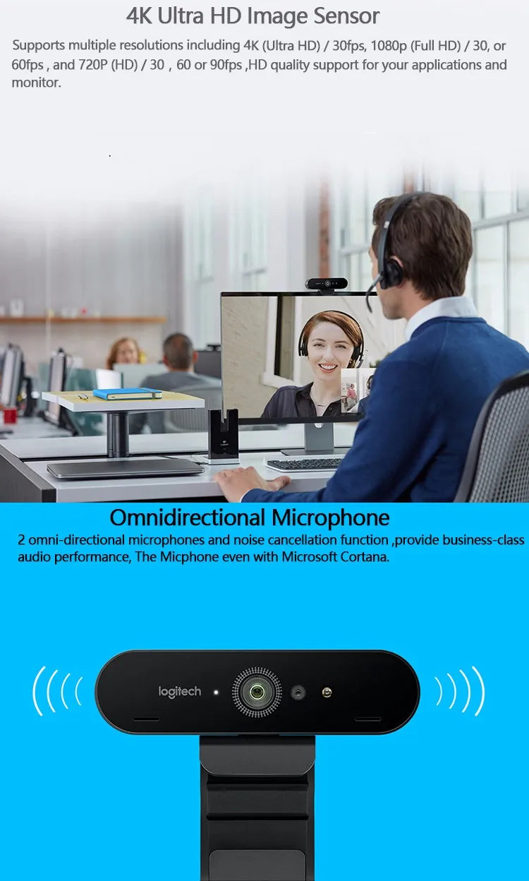 Logitech BRIO C1000e 4K Ultra HD Webcam with Microphone for Streaming and Calls