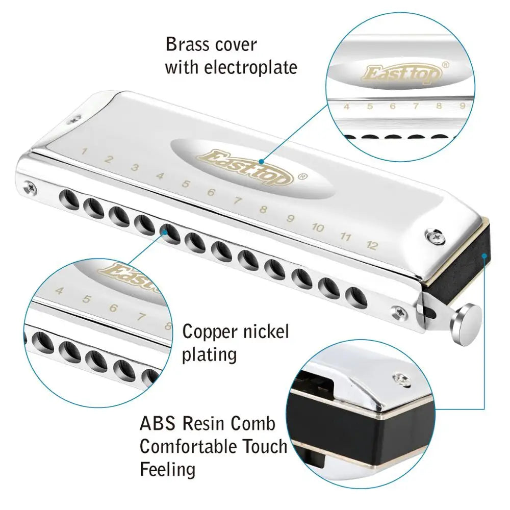 Professional 12-Hole 48-Tone Chromatic Harmonica Low C