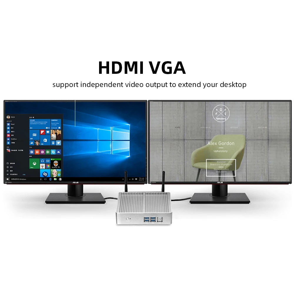 Silent i3 Desktop Computer 8GB 256GB SSD for Home Office