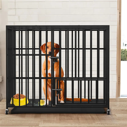 XXL Heavy Duty Dog Cage with Wheels & Secure Locks