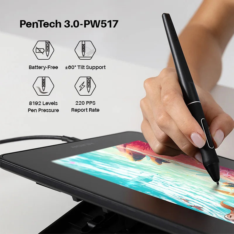 HUION Kamvas 12 11.6" Portable Graphic Drawing Tablet with Adjustable Stand