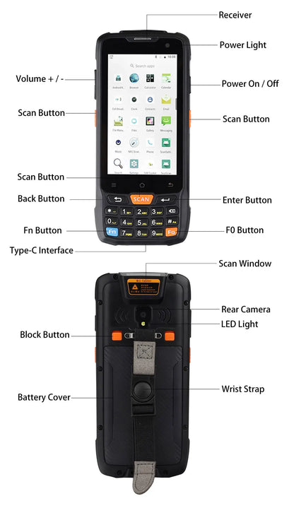 Portable 2D QR Barcode Scanner RFID NFC Android PDA