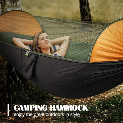 Black Camping Hammock with Mosquito Net and Rain Fly