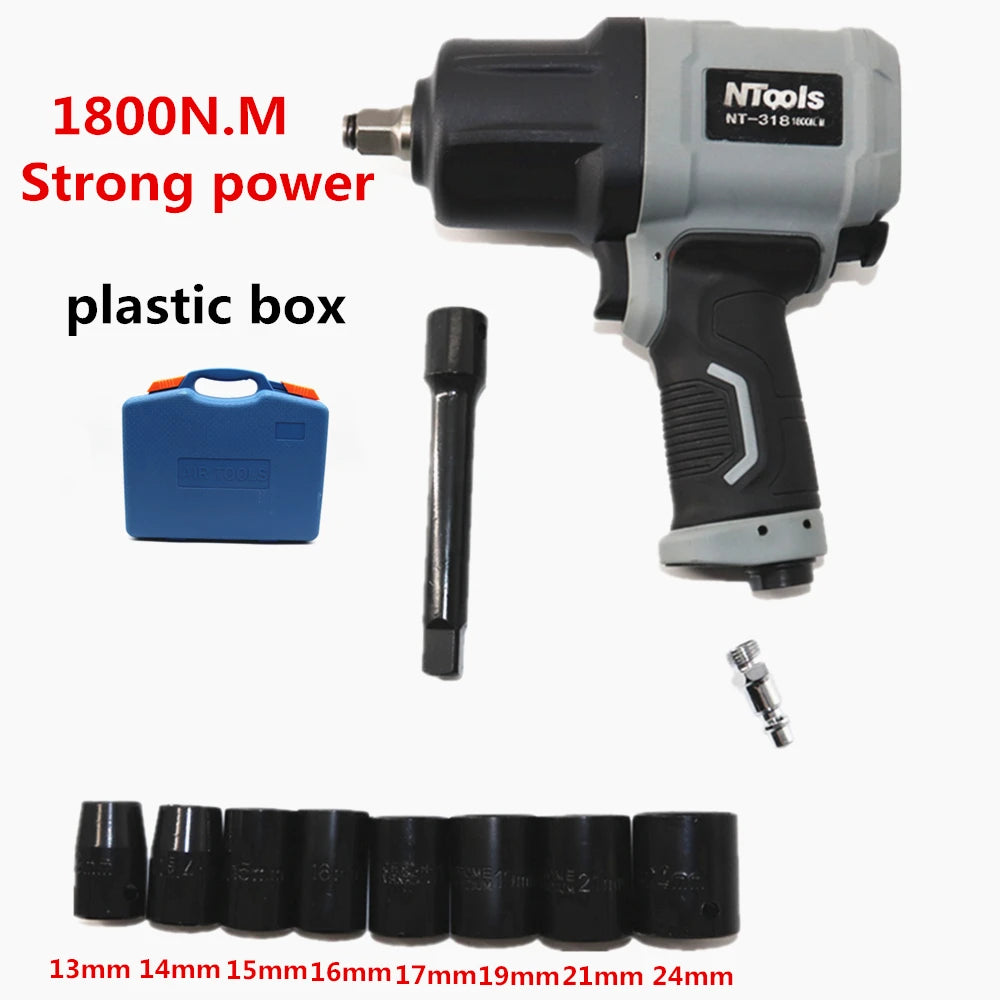 Heavy Duty 1800NM Air Impact Wrench Kit with Accessories