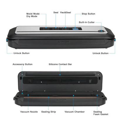 Automatic Vacuum Sealer Food Preservation Machine with Cutter