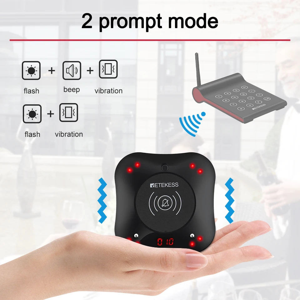 Wireless Restaurant Paging System with Coaster Buzzers and Vibration Alerts