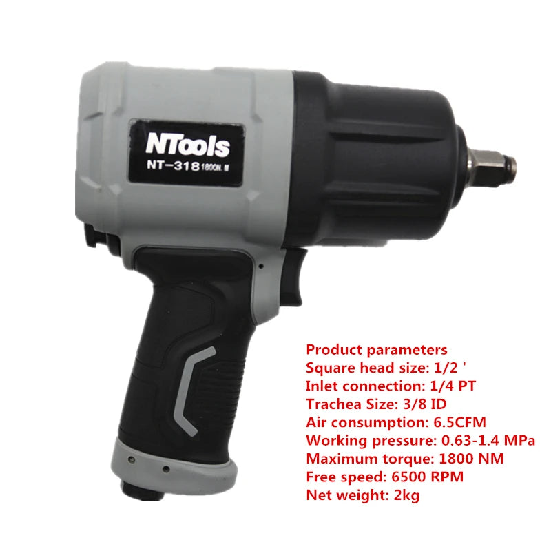 1800NM Air Pneumatic Impact Wrench for Tire Removal
