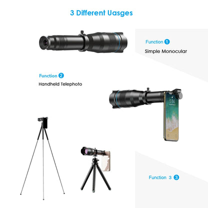 Portable 60x Telephoto Lens Telescope Attachment for All Smartphones