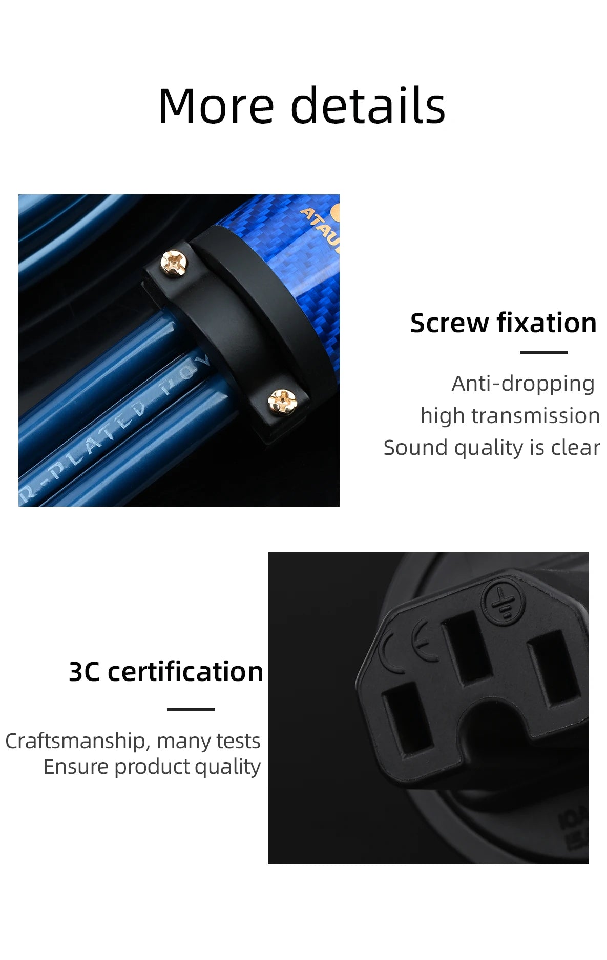 3m Premium Silver-Plated HIFI Power Cord