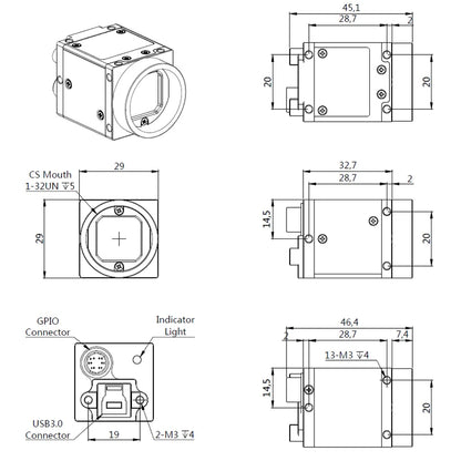 5MP Portable Monochrome Industrial Camera