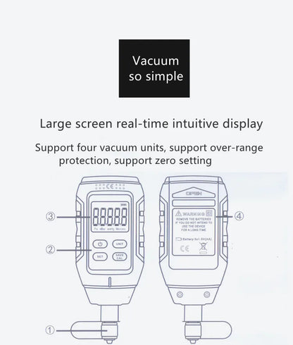 Smart Digital Vacuum Meter 0–10000Pa for System Inspection