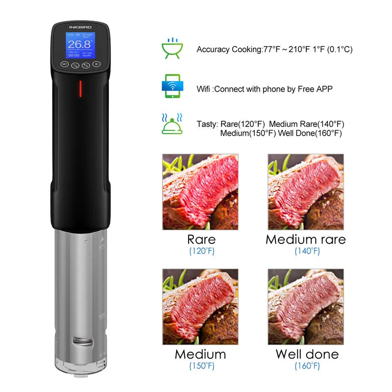 1000W WiFi Sous Vide Precision Cooker Stainless Steel