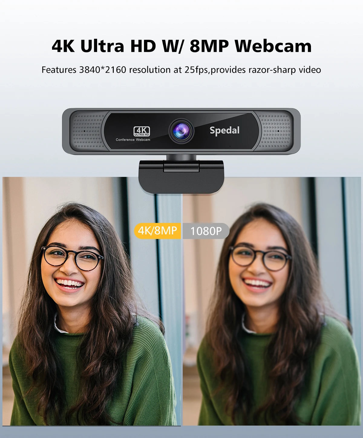 4K HD Webcam 120° Wide Angle with Microphone