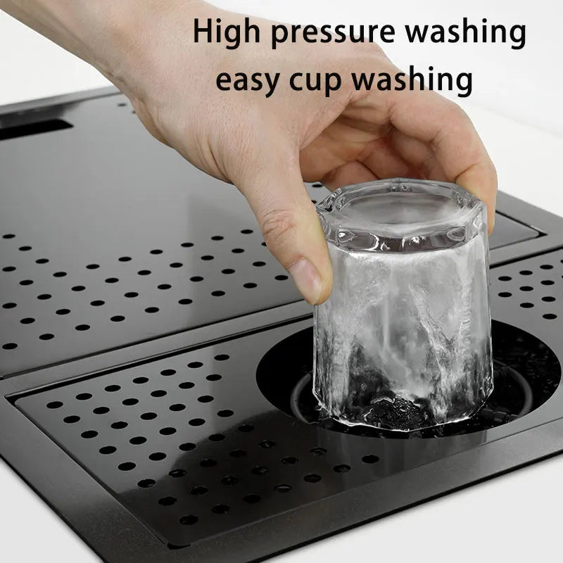 Black Stainless Steel Hidden Sink for Kitchen or Balcony