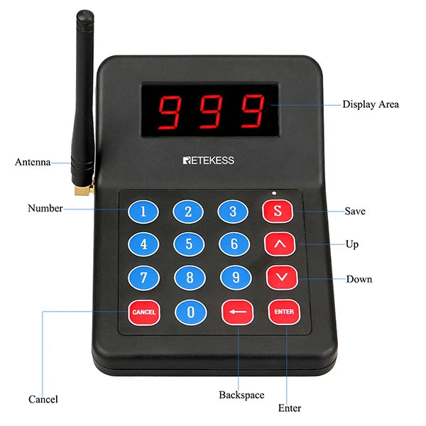 Wireless Restaurant Paging System with Fifteen Coaster Buzzers