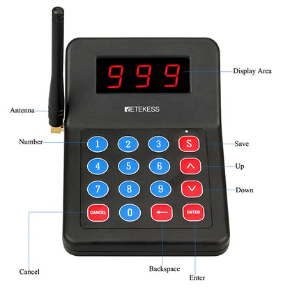 Wireless Restaurant Paging System with Fifteen Coaster Buzzers