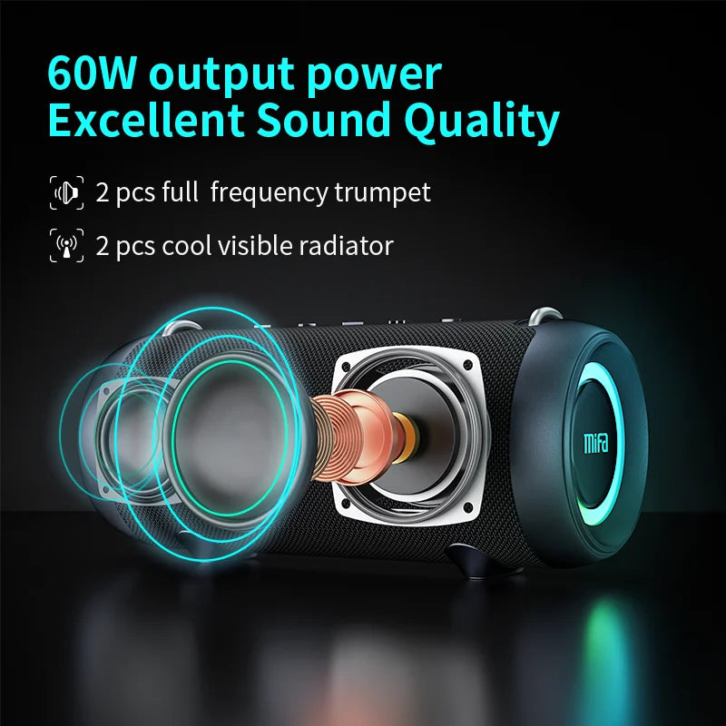 60W Portable Bluetooth Speaker with Class D Amplifier