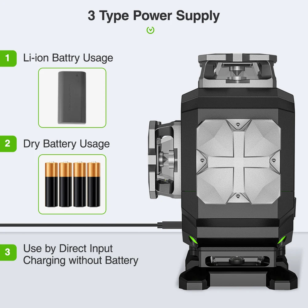 4D Cross-Line Green Laser Level Rechargeable Smart