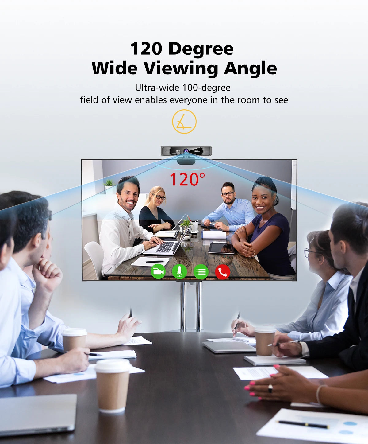 4K HD Webcam 120° Wide Angle with Microphone