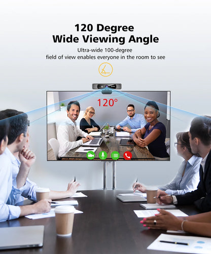 4K HD Webcam 120° Wide Angle with Microphone
