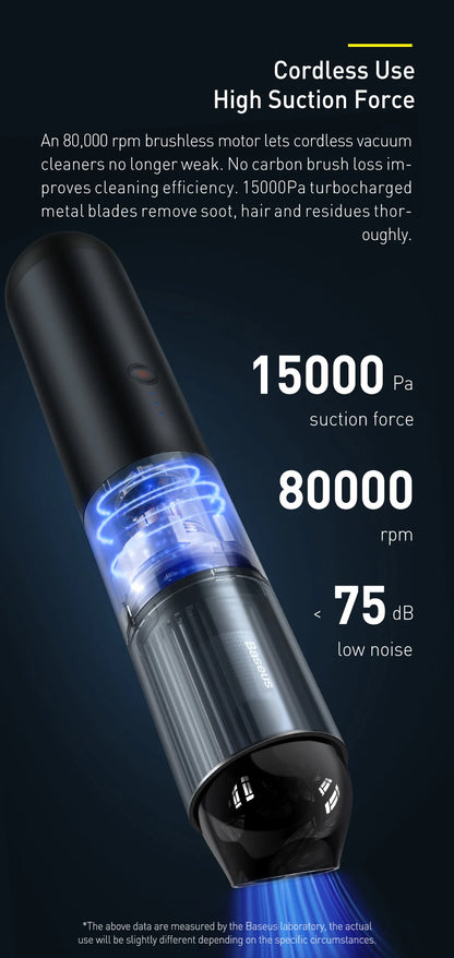 2-in-1 Cordless Car Vacuum Cleaner with Blowpipe & LED