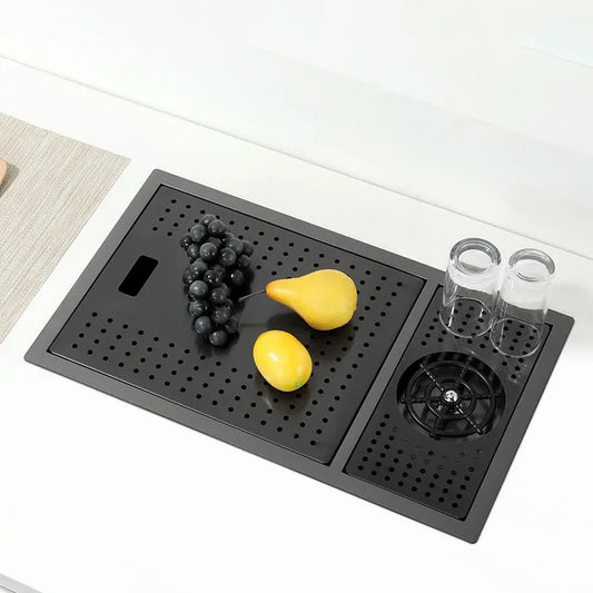 Modern Black Balcony or Bar Sink with Cup Washer