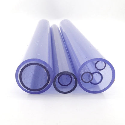 2pcs 110mm Transparent Blue UPVC Aquarium Water Pipe 50cm