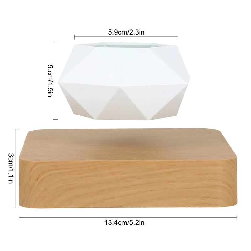 Modern Desk Decor Levitating Flower Pot Light Wood