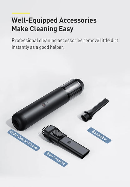 2-in-1 Cordless Car Vacuum Cleaner with Blowpipe & LED