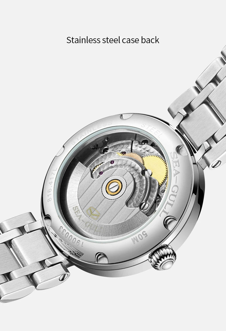 Ladies Automatic Mechanical Watch with Sapphire Crystal Glass