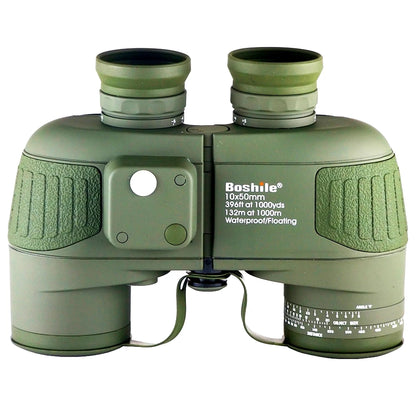 Green 10x50 Tactical Binoculars Rangefinder Compass Waterproof