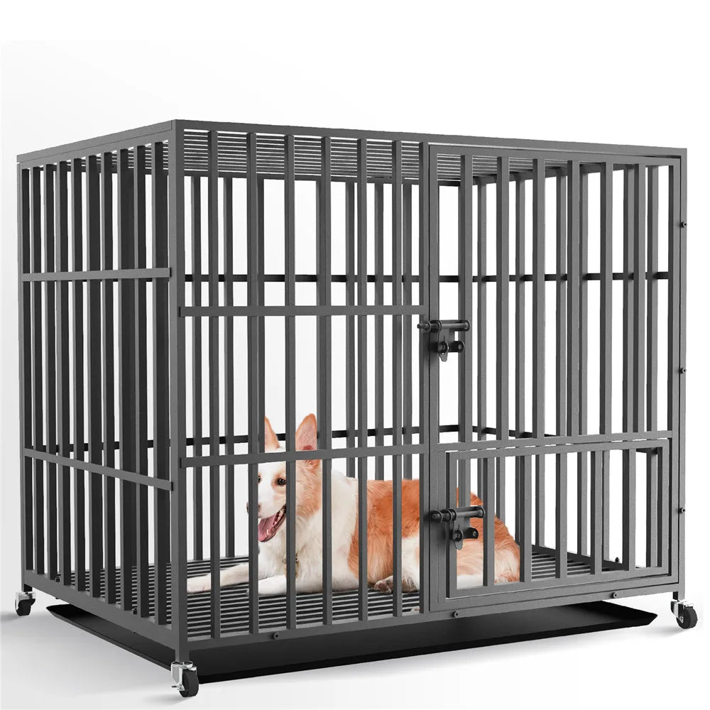 XXL Heavy Duty Dog Cage with Wheels & Secure Locks