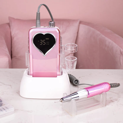 Electric Nail Drill 35000RPM Acrylic File Heart Screen