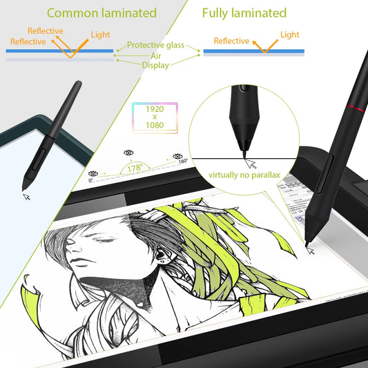 Portable Drawing Tablet 11.6 Inch Display Tilt Pen Case Stand