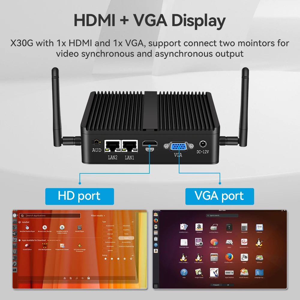 Silent Mini Desktop 4GB 64GB SSD WiFi Ready