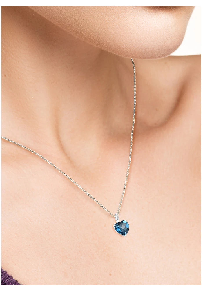 Luxury 14K Gold Pendant with London Blue Topaz Gem