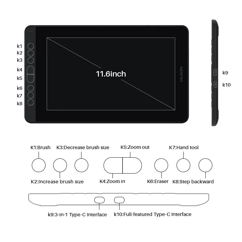 HUION Kamvas 12 11.6" Portable Graphic Drawing Tablet with Adjustable Stand