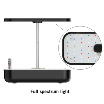 Black Smart Hydroponic Garden Kit with LED Light for Home