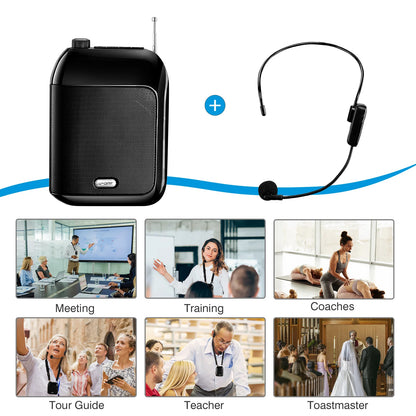 Portable Bluetooth Voice Amplifier with UHF Mic & USB Playback