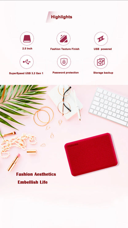 Red Sleek USB 3.0 2.5 External Drive