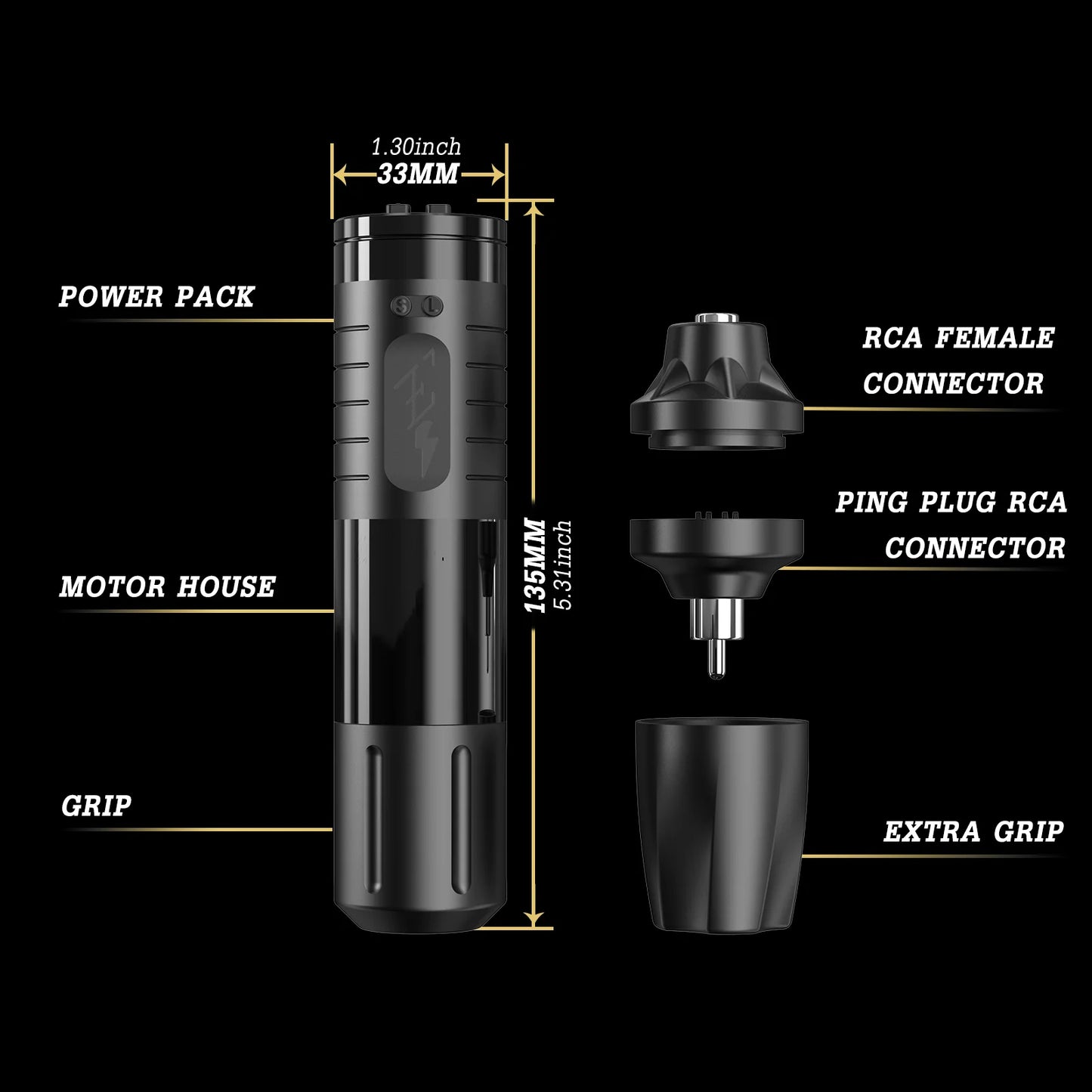 Cordless Tattoo Pen Kit Gray 40 Tattoo Needles