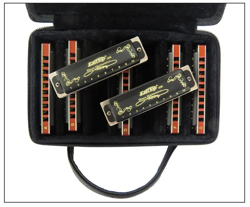 Professional 10-Hole Diatonic Harmonica Set 7 Keys