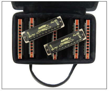 Professional 10-Hole Diatonic Harmonica Set 7 Keys