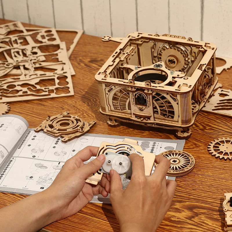DIY Wooden Hand Crank Gramophone Model Building Kit