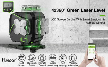 4D Cross-Line Green Laser Level Rechargeable Smart