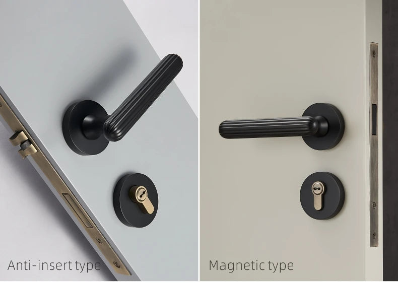 Brass Door Lever Handle Lock Modern Interior Bedroom Bathroom
